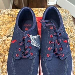 Polo by Ralph Lauren Men's Blue and Red Canvas Sneakers Size 13 New with Tag